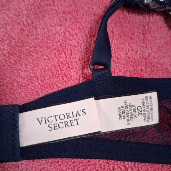 Victoria's Secret Dream Angels Unlined Bra 32D High Neck Blue & Silver Metallic - Picture 5 of 5
